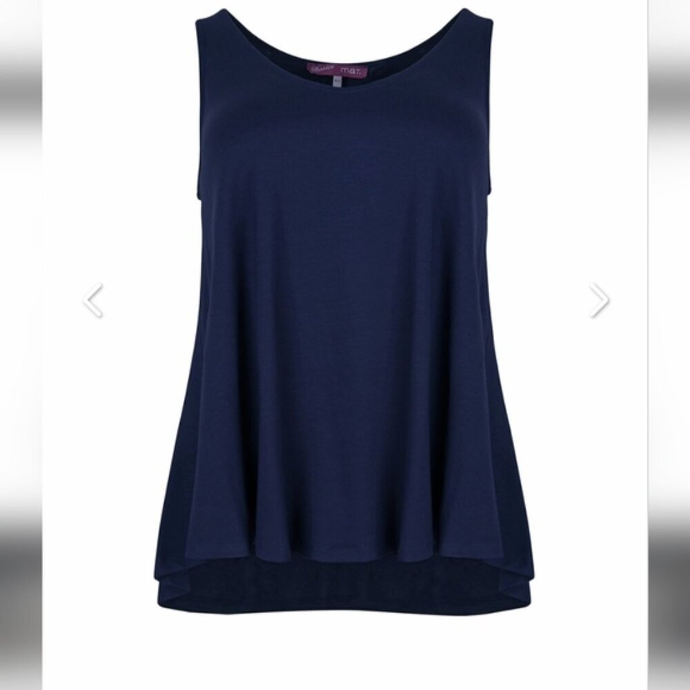 Navy Viscose curve hem V top MAT FASHION Europe Woman's OS